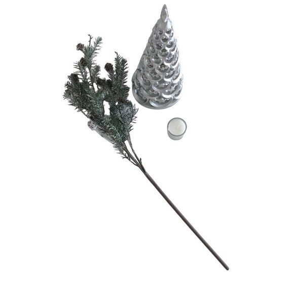 CHRISTMAS TREE with HOLIDAY BOUGH and CANDLE - Picture 1 of 16